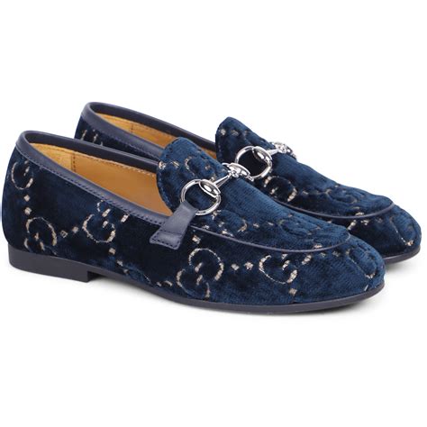 blue velvet Gucci loafers